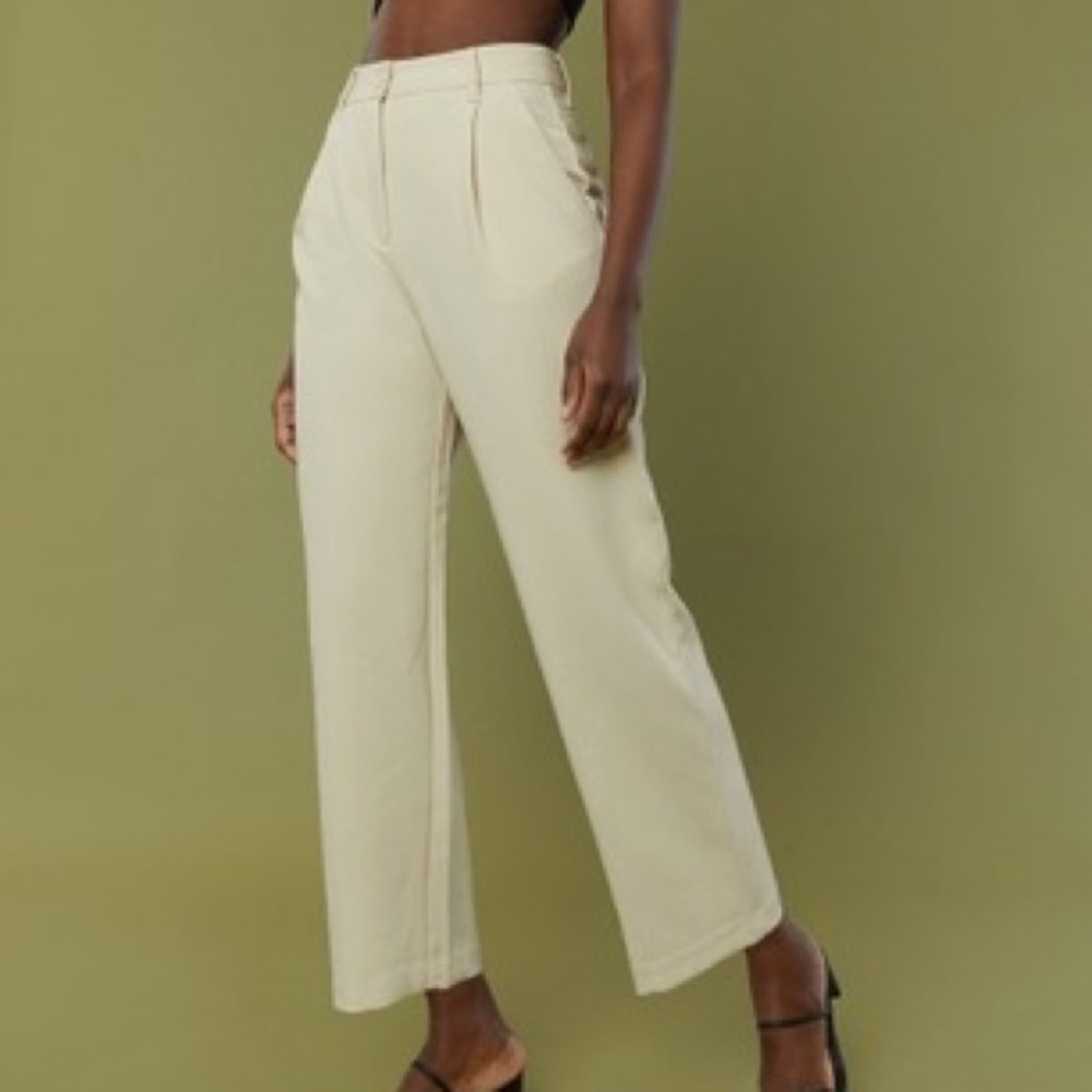 OAK + FORT, CROPPED TWILL WIDE LEG PANT, IRIS, XS